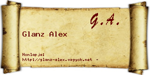 Glanz Alex névjegykártya